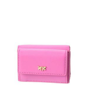 Pinko Pink Compact Leather Wallet with Gold Logo
